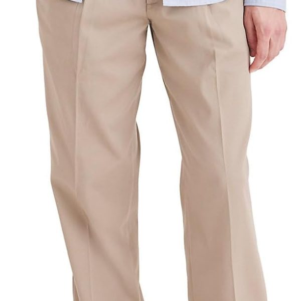 Men easy khaki pants, classic fit, pleated