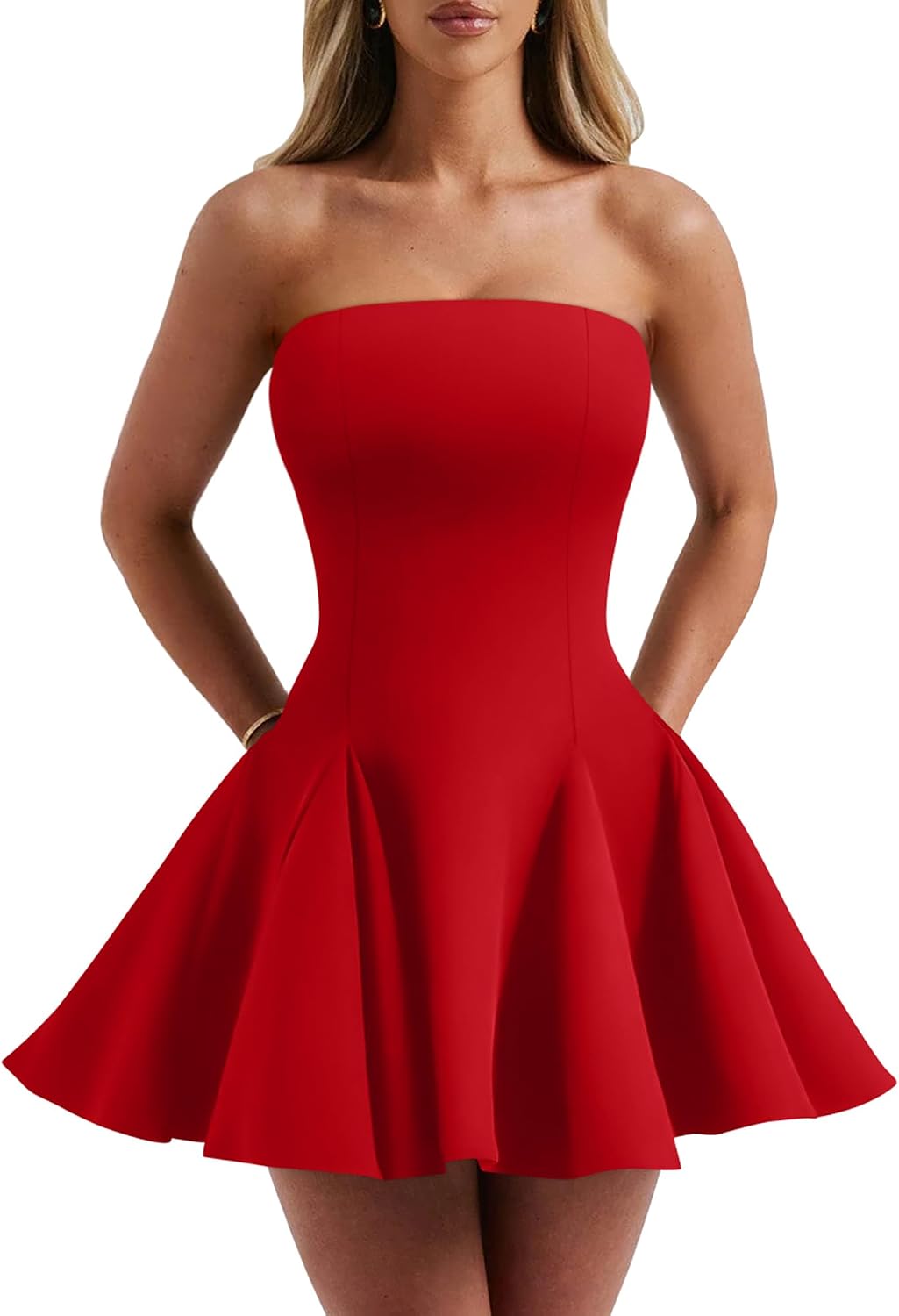 Women Sexy Summer Strapless Mini Dress Homecoming Off Shoulder Sleeveless Party Club Short Dresses