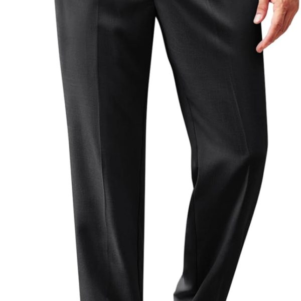 Men casual pants, elastic waist, lightweight, loose pleated, summer beach style