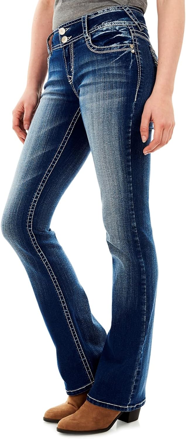 Curvy Bootcut Jeans for Women, Mid Rise Insta Stretch Denim, Size Inclusive Juniors Jeans