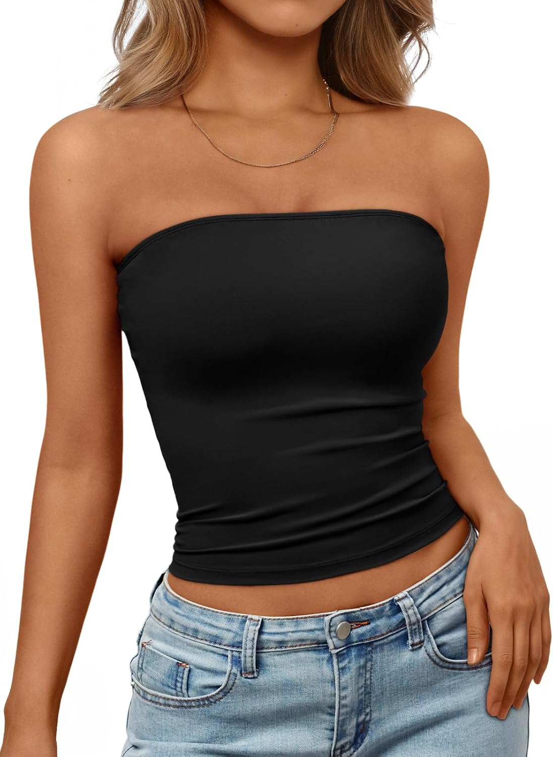 Women Strapless Bandeau Crop Top