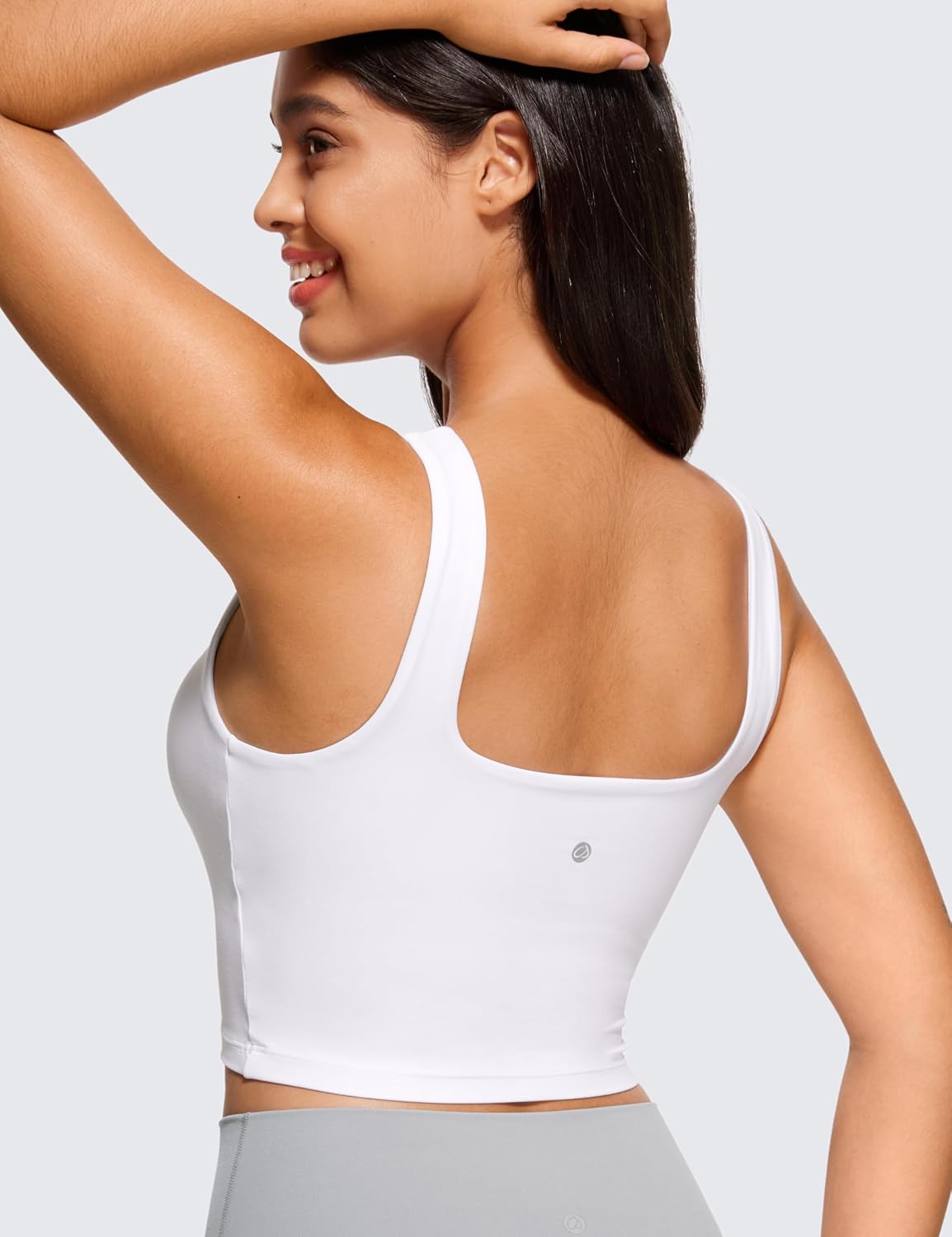 Square Neck Crop Tank Tops for Women Workout Longline Sports Bras Padded Yoga Camisole Image 2