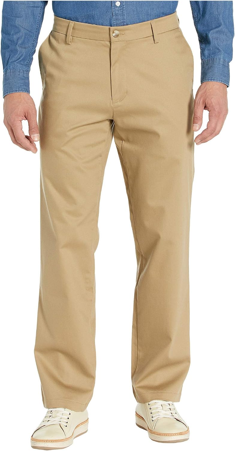 Men straight fit khaki pants, stretch cotton