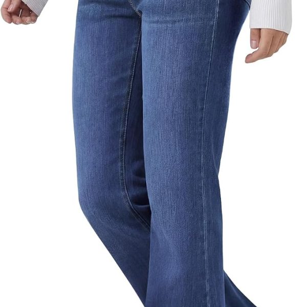 Women Trendy Stretchy Flare Jeans High Waisted Wide Leg Bootcut Jeans Pull On Casual Loose Denim Pants