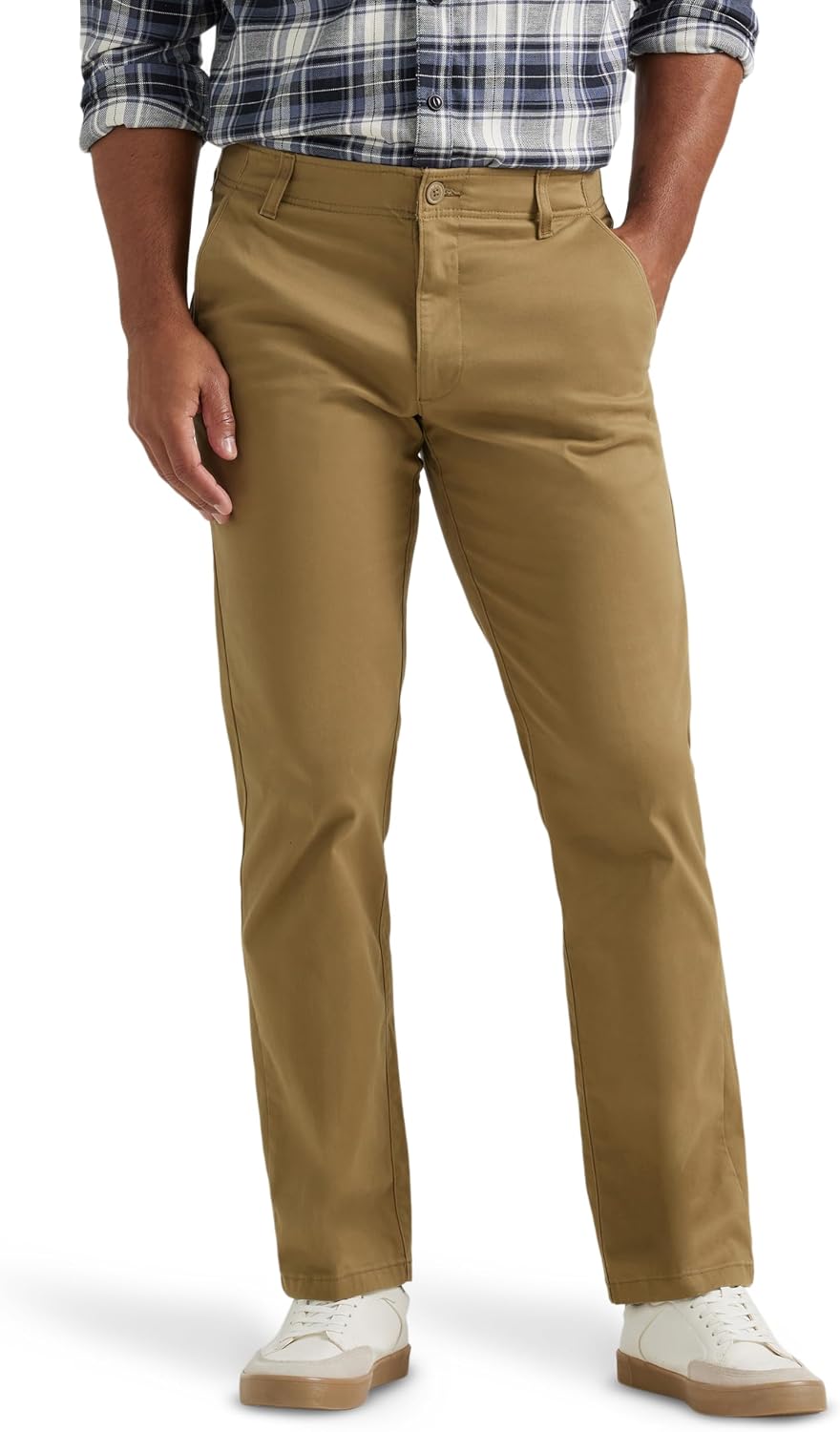 Men extreme motion flat front pants, regular straight