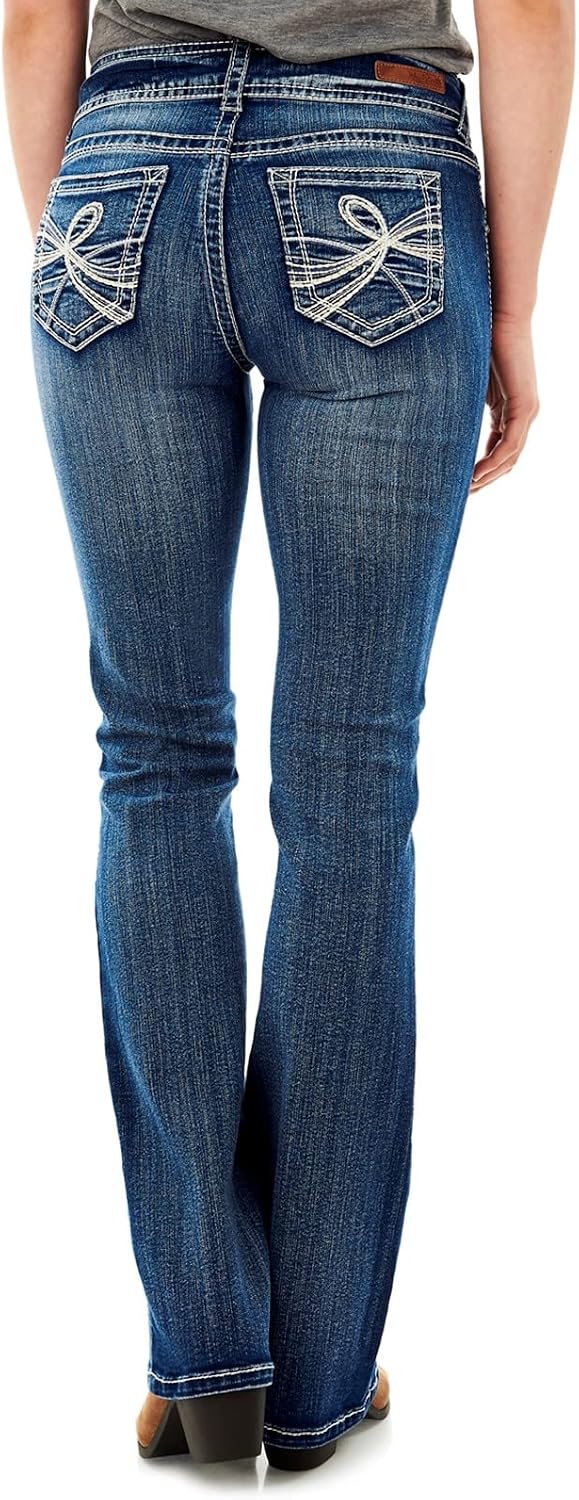 Curvy Bootcut Jeans for Women, Mid Rise Insta Stretch Denim, Size Inclusive Juniors Jeans Image 2